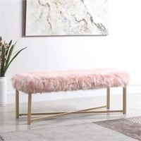 Fur Rectangle Bench – Pink