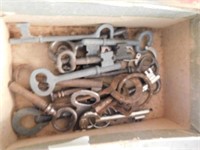 Box of old keys, several skeleton