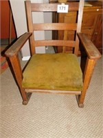 Antique mission style Oak rocking chair with