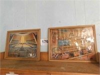 Two vintage pictures, United Nations, 13"H x 17"