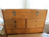 Wooden tool or machinest chest with handles &