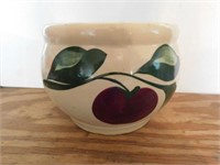 Watt Apple Pottery: bowl, 7" opening, drilled