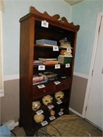 Antique walnut kitchen cabinet,  3 top shelves,