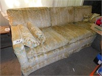 Three cushion velour floral design sofa,