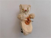 Vintage w/u knitting bear, works, one hand missing