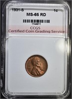 1931-S LINCOLN CENT CCGS GEM BU RD