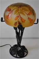 Signed Legras Cameo Glass Lamp 15"H