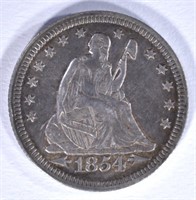 1854 WITH ARROWS SEATED QUARTER, XF/AU