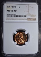 1967 SMS LINCOLN CENT NGC MS68RD