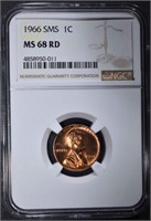 1966 SMS LINCOLN CENT NGC MS68RD