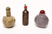 Chinese Snuff Bottles Porcelain, Metal, & Agate, 3