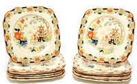 Chinoiserie Adderley Ware "Temple"  Plates, 12