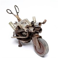 Motorcycle Sculpture of Assembled Automotive Parts