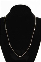 14K Yellow Gold with Seven Pearls Chain Necklace