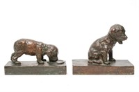 Edith Parsons Bronze Dog Bookends - Puppies