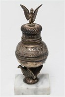 Judaica Silver Spice Tower / Jar 3 Figural Eagles