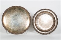 Two Large Heavy Silverplate Salvers
