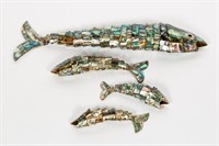 Four Abalone Articulated Fish Bottle Openers