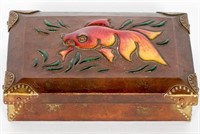 Ando 1930s Copper and Brass Enamel Decorated Box