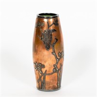 Copper and Sterling Vase, Eagle on Branch