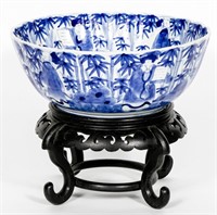 Japanese Blue & White Bowl on Stand