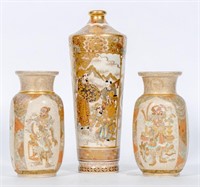 Group of Three Japanese Satsuma Vases