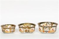 Set of Three Imari Gilt Decorated Nesting Bowls