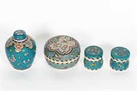 4 Cloisonne on Porcelain Pieces, Japanese