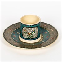 Two Cloisonne on Porcelain Pieces, Cigar & Plate