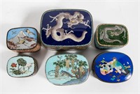 Six Chinese Cloisonne Lidded Boxes
