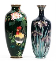 2 Japanese Cloisonne Floral Vases