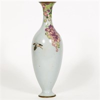 Japanese Enameled Vase, Grape Motif