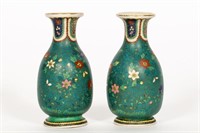 Japanese Meiji Cloisonne on Porcelain, 2 Vases