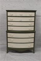 Painted Chest on Chest w/ 7 drawers (olive