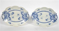 Pair, Chinese Blue and White Leaf Motif Platters