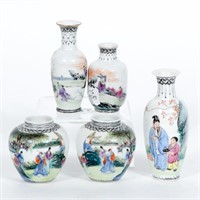 Five Chinese Small Eggshell Vases