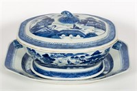 Chinese Blue & White Covered Tureen & Underplate