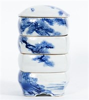 5 PC Chinese Blue & White Stacking Box