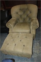 2pc Suede Leather Easy Chair & Ottoman by