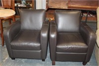 2 Italian Leather Easy Chairs 32"Tall