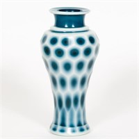 Peking Glass Honeycomb Blue & White Vase