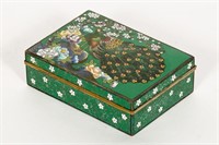 Japanese Inaba Cloisonne Box. Peacock Motif