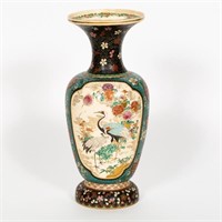 Cloisonne on Porcelain Vase, Moths & Flowers