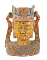 Carved & Polychromed Quartz Buddha Head
