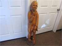 Amazing 48" Handcarved Wood Smoking Man LUCKY