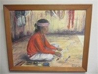 Early Shirley Mitton Original Oil Painting Indian