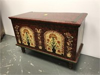 Antique hand painted pine blanket chest