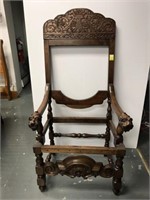 Antique carved throne chair frame