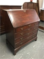 Solid mahogany inlaid secretary desk