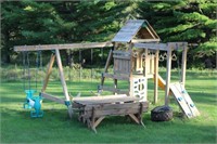Childrens Swing Set and Picnic Table